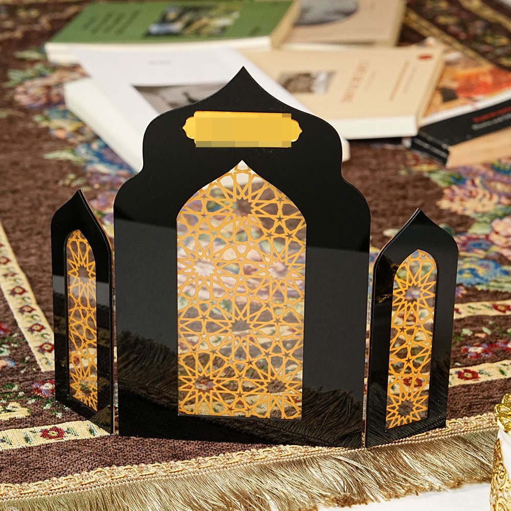 Paravent Pliant en Acrylique Islamique à Motif Ajouré - Décoration de Bureau (MAC402)
