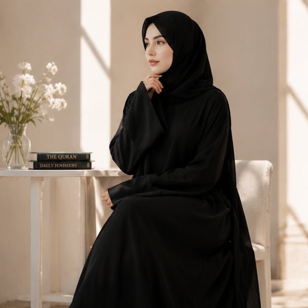 Abaya une pièce premium hijab pour femmes | Abaya de voyage en tissu Nida (MJ024)