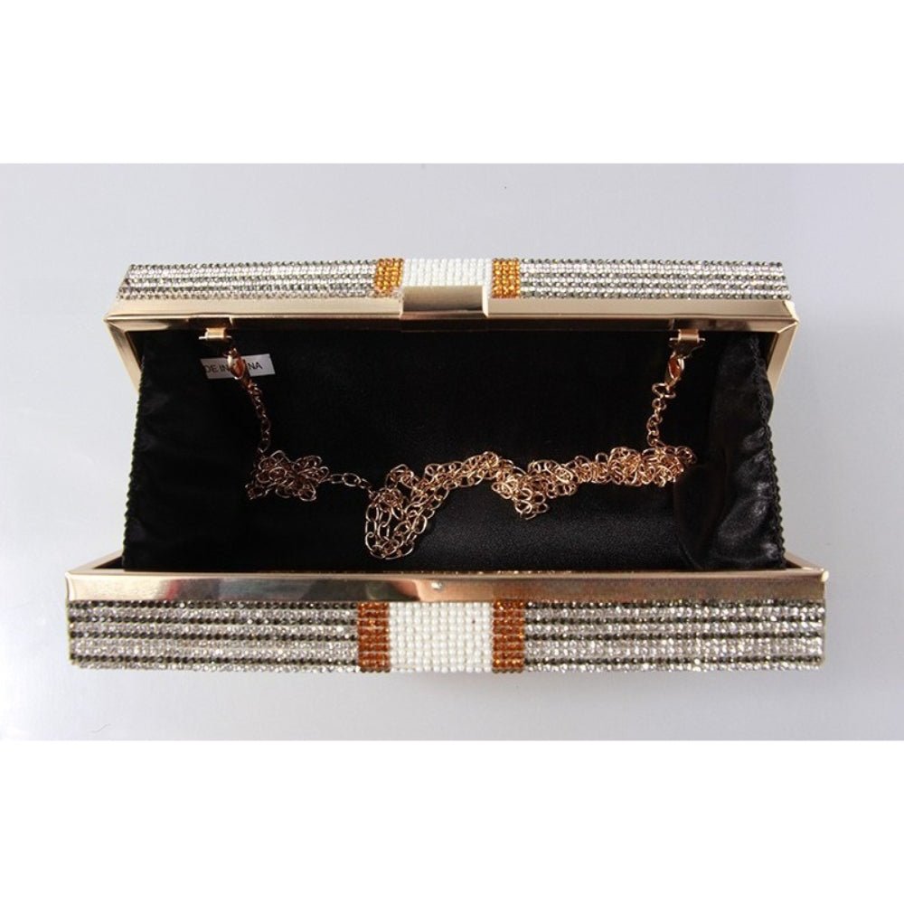 Sac de Soirée Pochette Glamour Entièrement Sertie de Strass Motif Dollar (MAC293)
