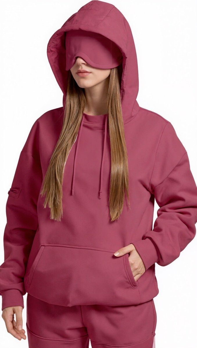 Sweat à capuche Travel Mode avec masque de sommeil intégré | Pull oversize avec masque de sommeil intégré (MS209)