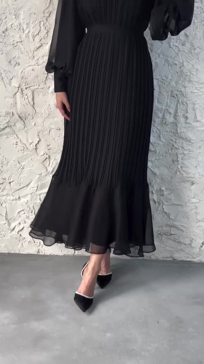 Robe Abaya élégante et légère à jupe longue texturée et manches bouffantes (MA201)