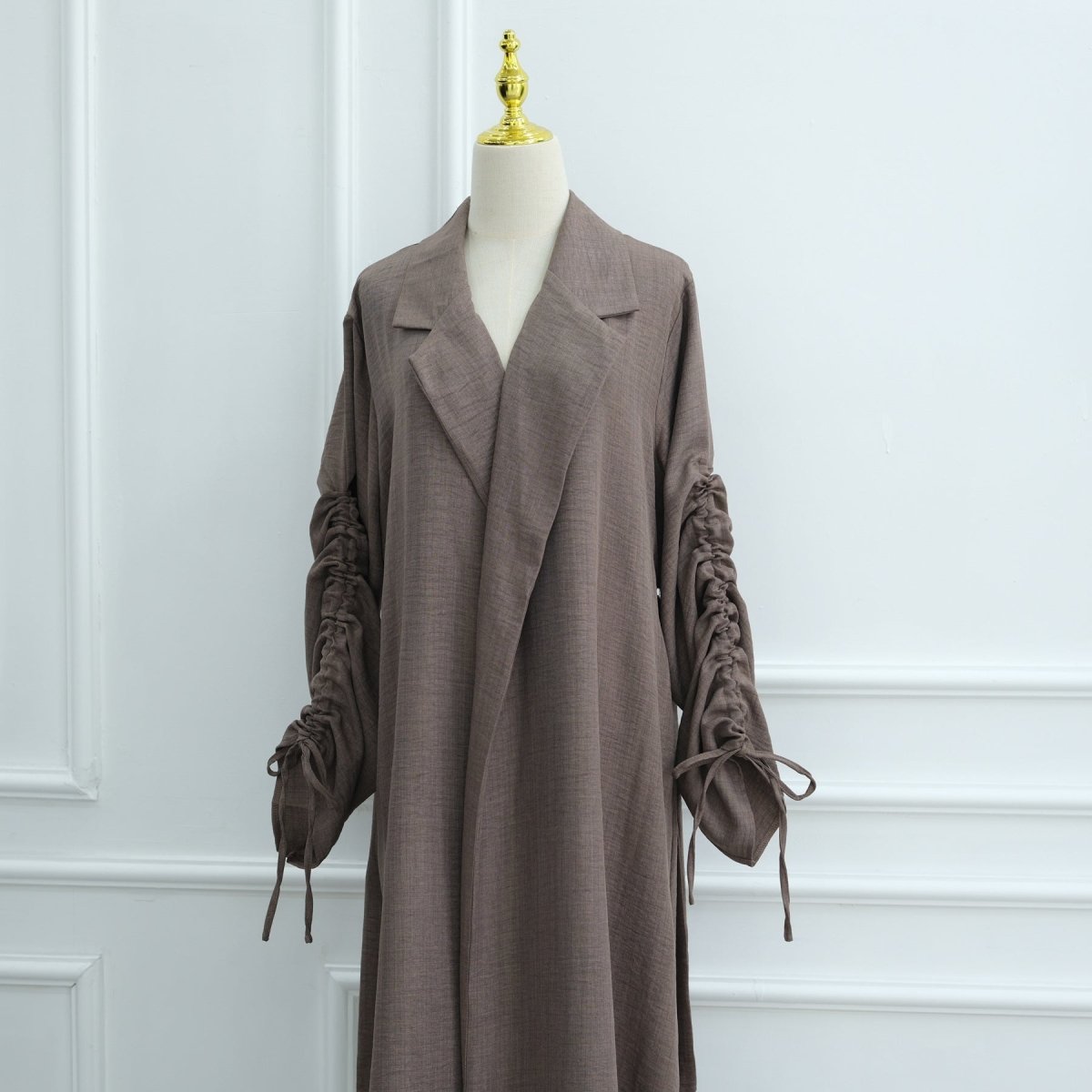 Blazer Cardigan ajusté à manches froncées | Veste ouverte en mélange de sergé (MOA246)