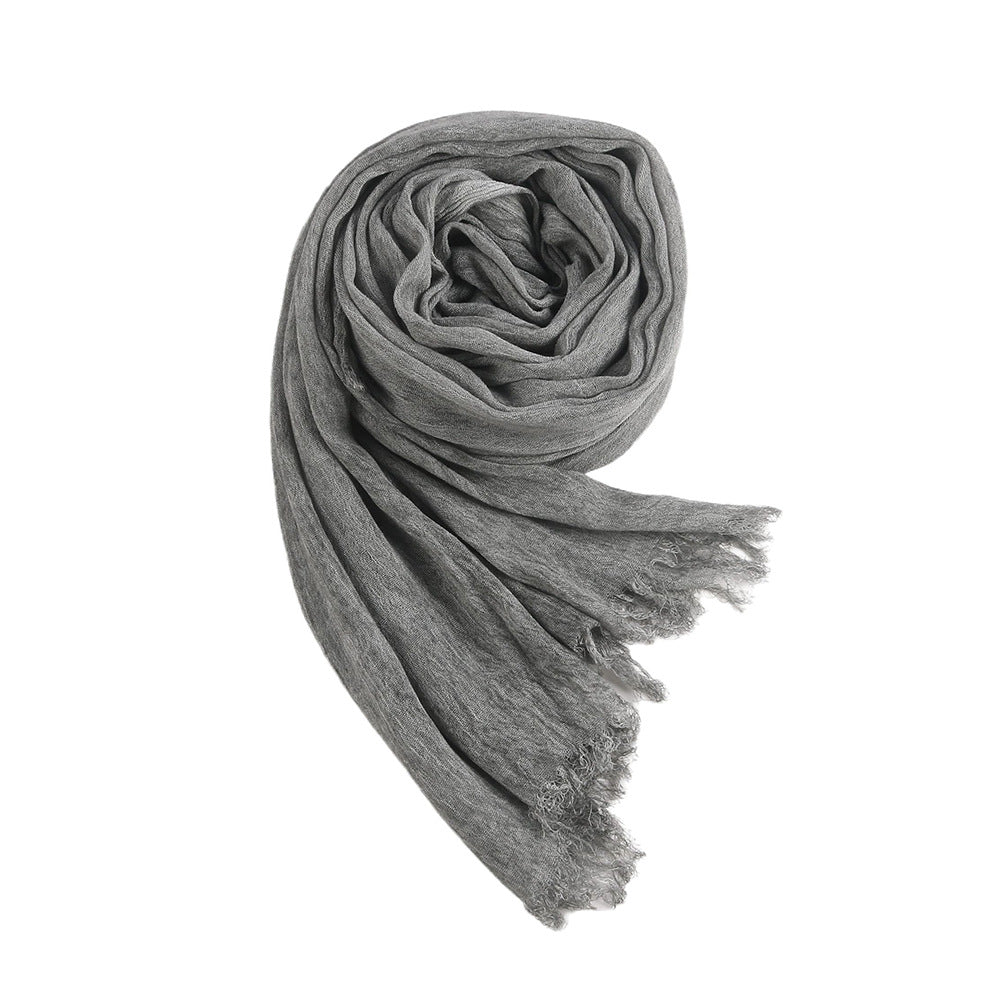 Hijab en Rayonne Texturée Froissée Coloris Unis Hijab Enveloppant Respirant pour Femme (MH145)