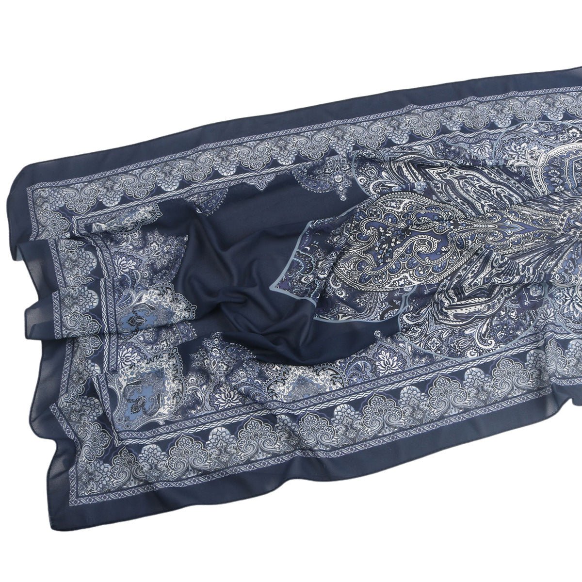 Écharpe Hijab en Mousseline Imprimée Élégante, Style Bohème, Respirante, Protection Solaire (MH136)