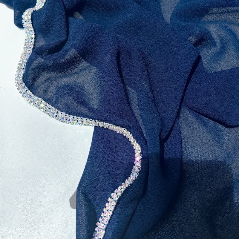 Hijab en Mousseline Bordé de Diamants (MH087)