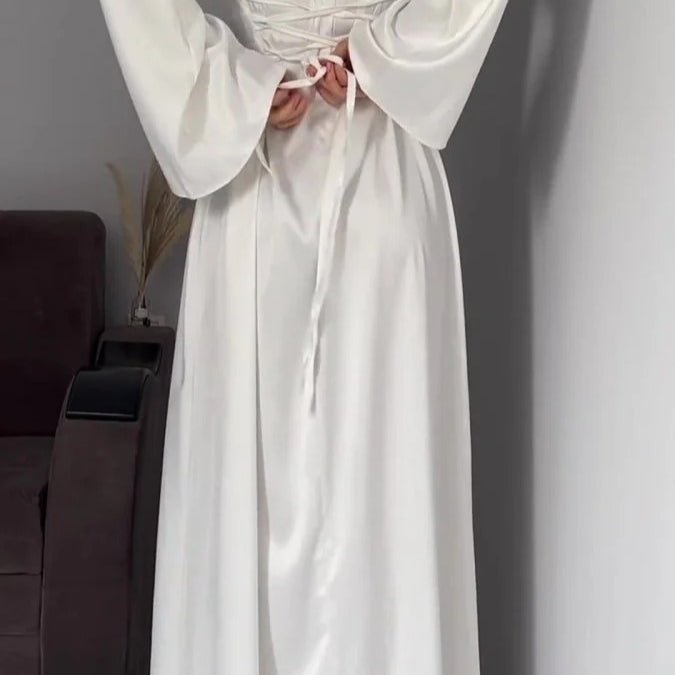 Abaya cintrée à la taille, abaya unie à bretelles (MA106)