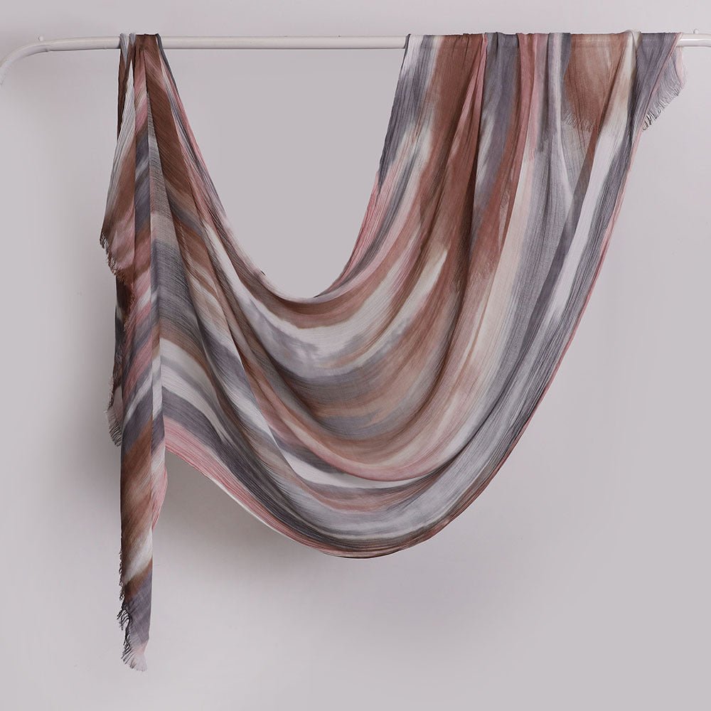 Hijab Châle Plissé Rayé Imprimé Polyvalent (MH180)