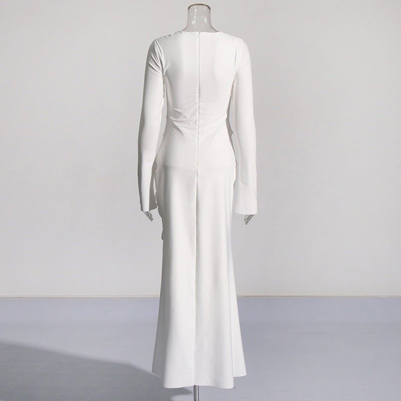 Robe Drapée avec Broches Bijoux (MS347)