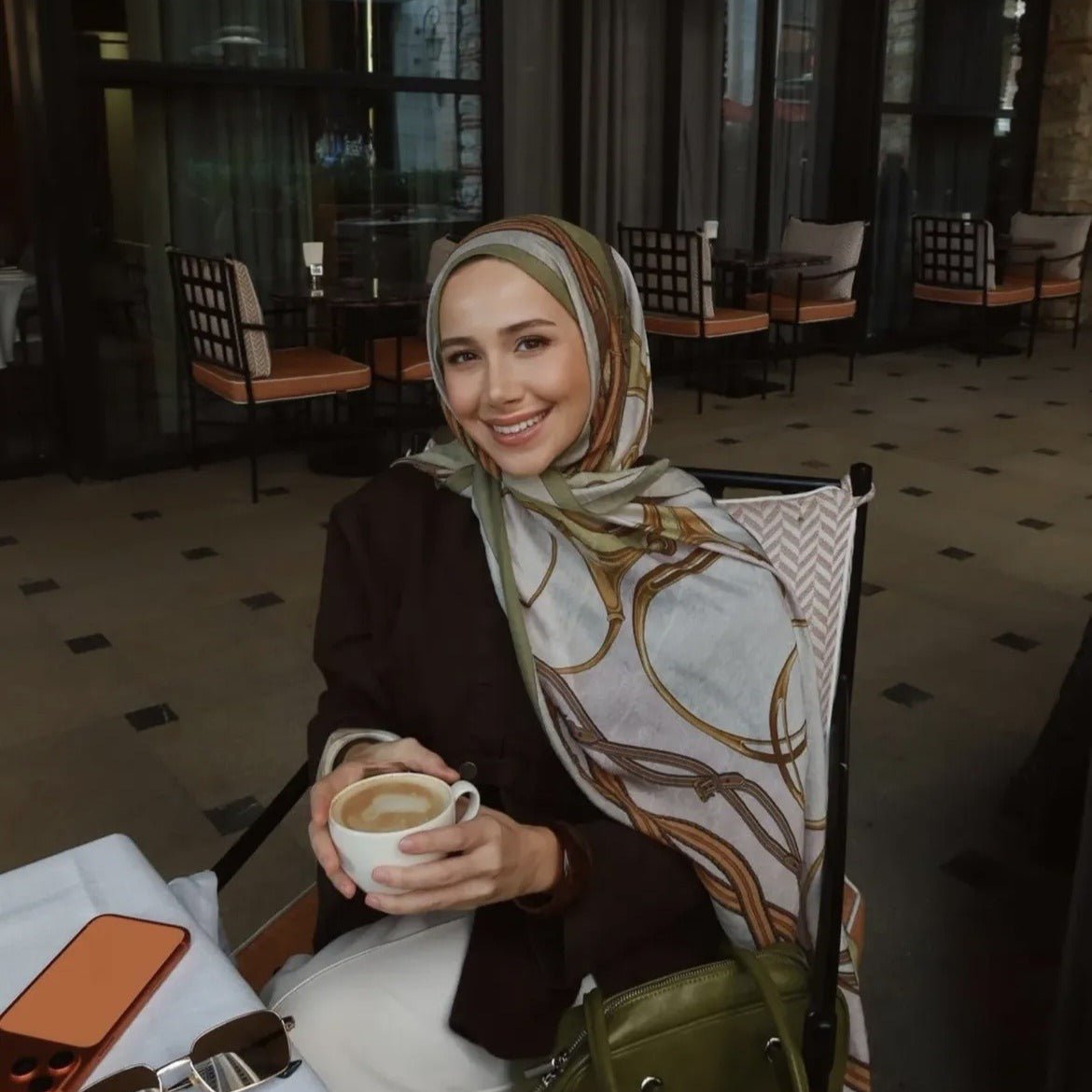 Écharpe Hijab en Coton Imprimé | Foulard Long Doux et Respirant (MH201)