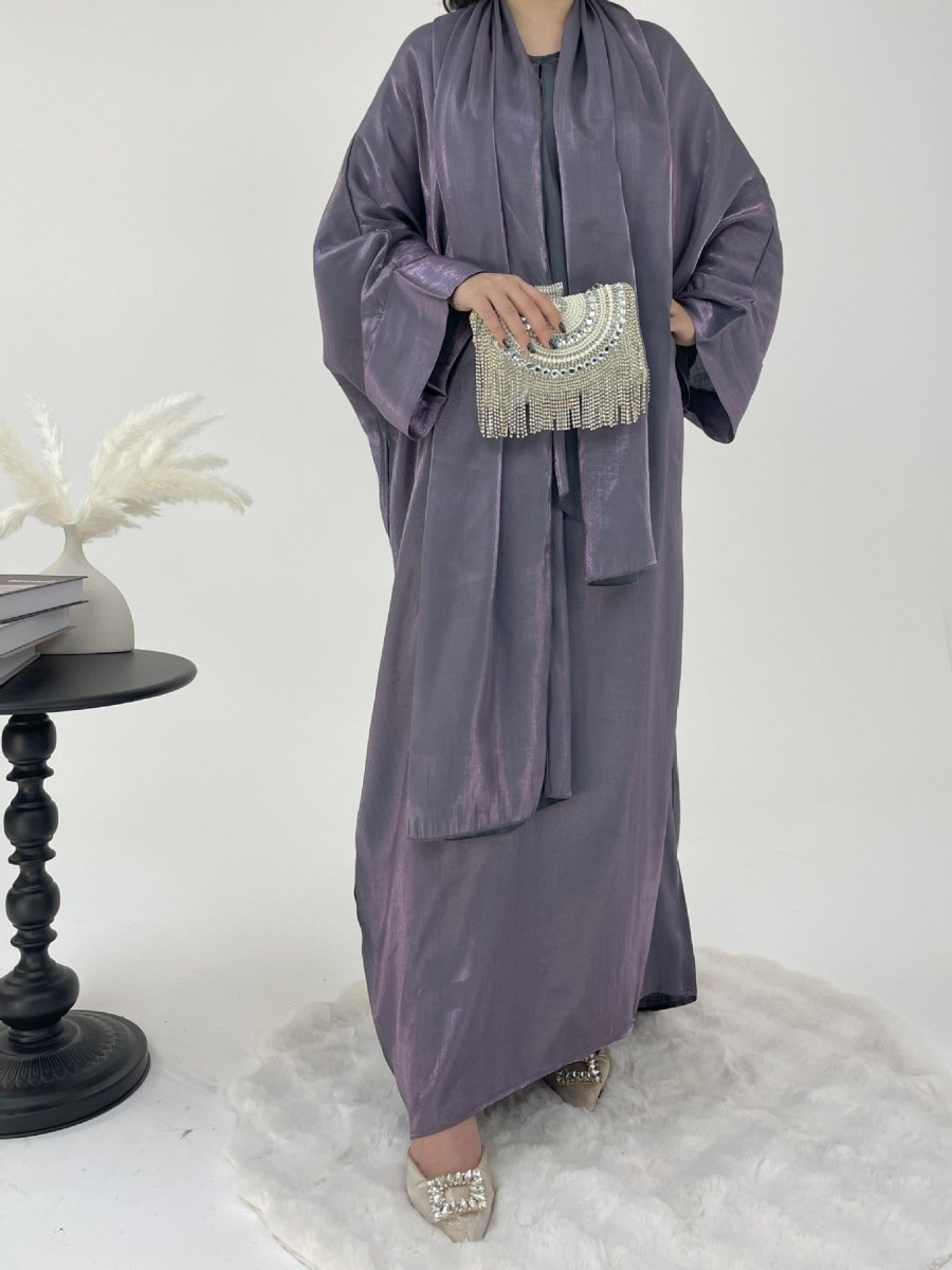 Robe Abaya de Luxe à Manches Bouffantes | Tenue de Soirée Élégante Musulmane, Robe Modeste Brillante (MA245)
