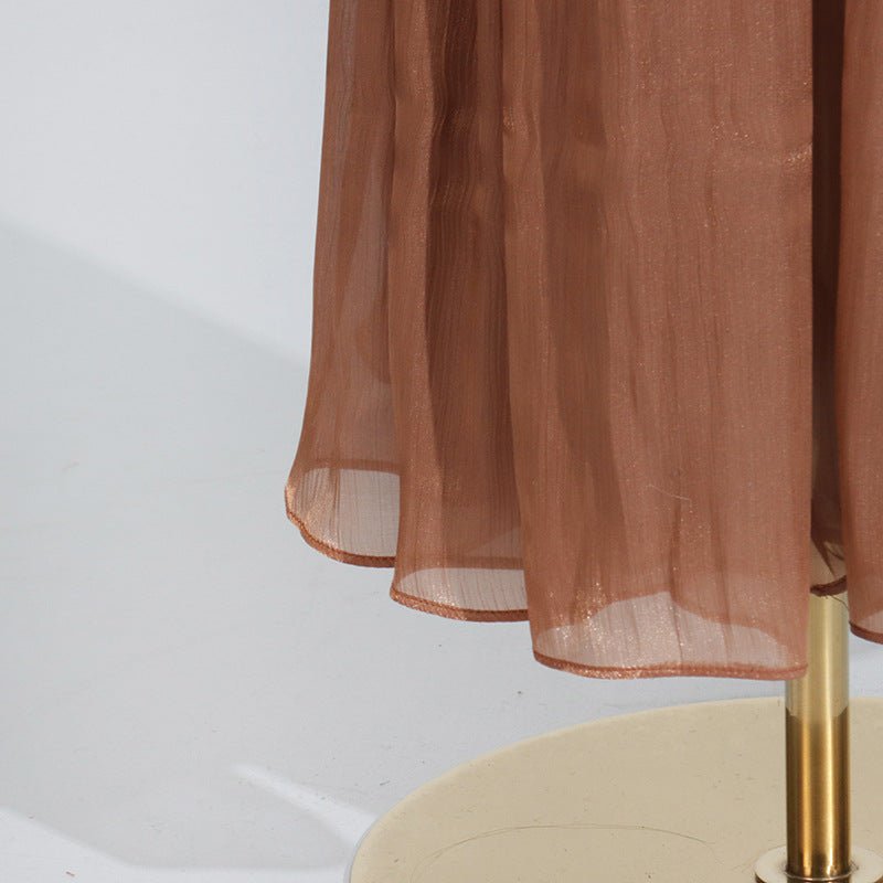 Robe Maxi à Manches Ballon et Col Noué (MS303)