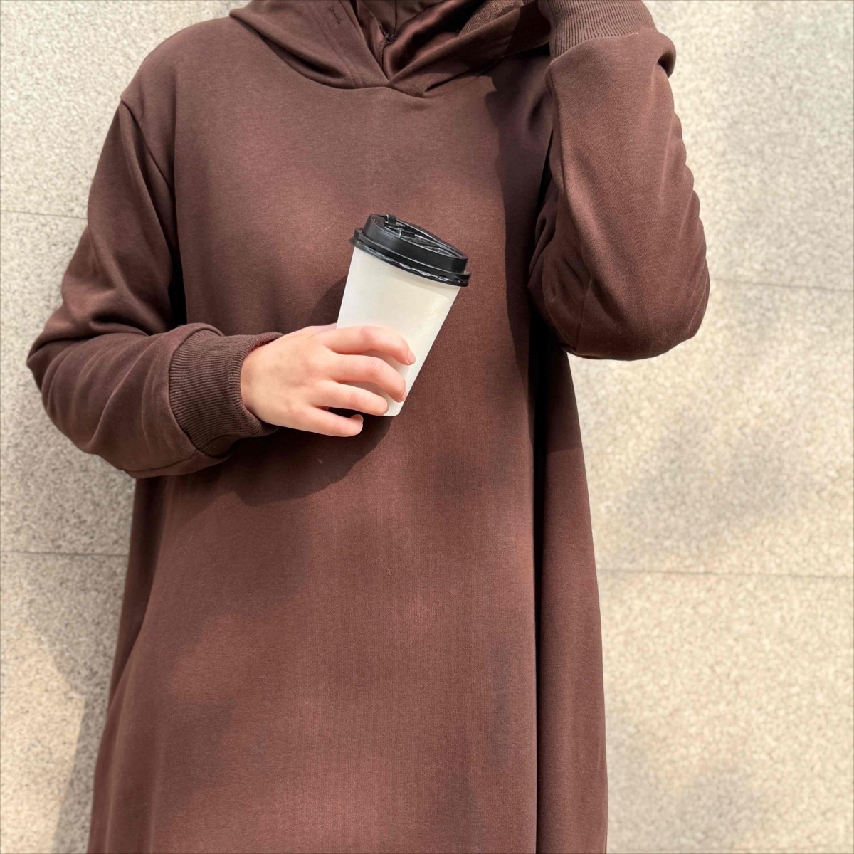 Abaya sweat à capuche en French Terry avec poches (MA340)