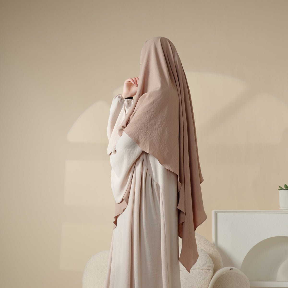 Nouveau Khimar Crêpe 1 Couche | Khimar en Matière Crêpe Souple (MK009)