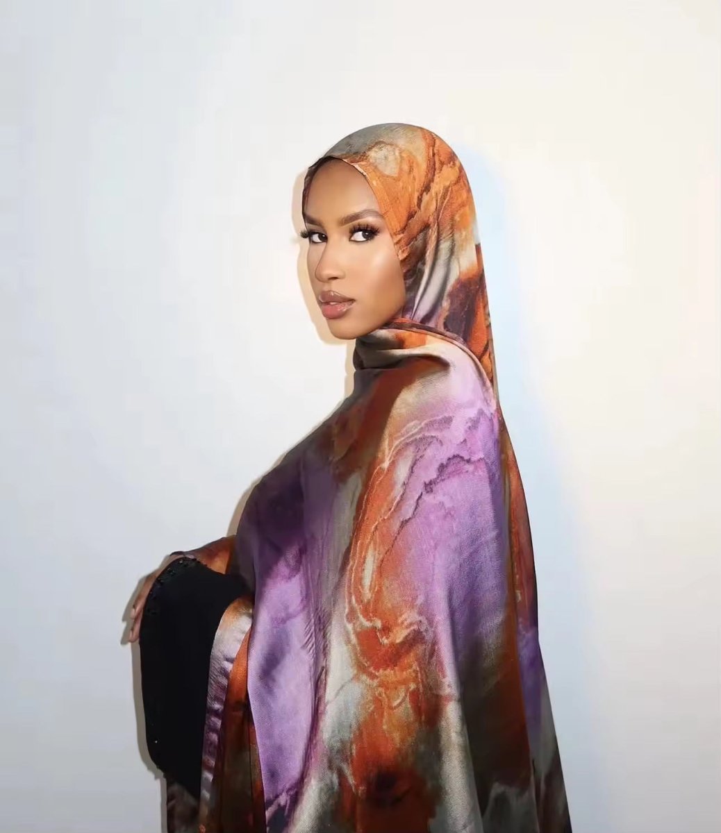 Foulard Hijab Imprimé Luxueux Aspect Soie | Grand Hijab Rectangulaire 180x85cm (MH146)