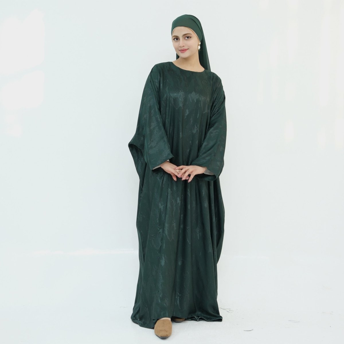 Abaya Maxi Manches Chauve-souris Jacquard (MA447)