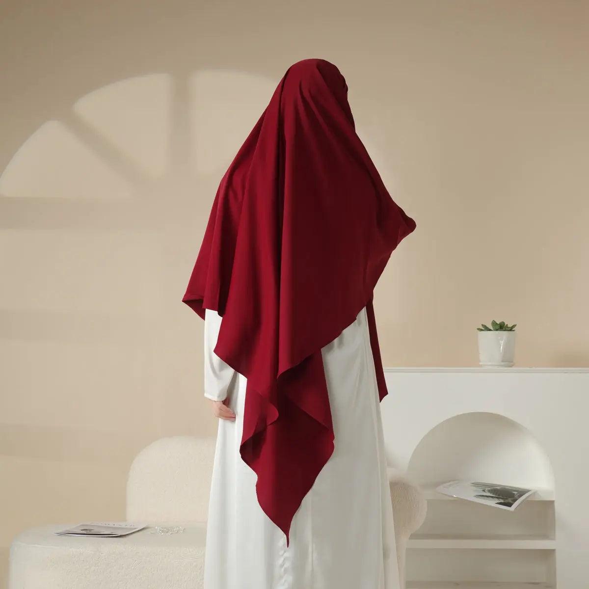 MK001 Niqab attaché - Khimar uni en Nida à 1 couche