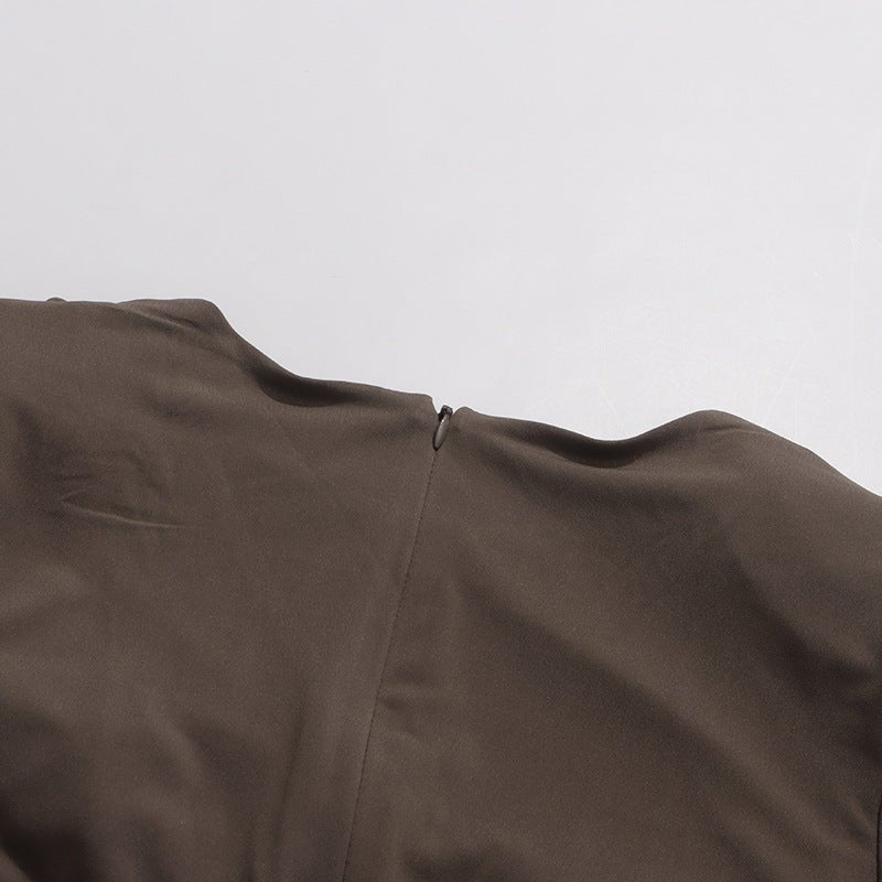 Robe froncée avec taille échancrée tressée (MS345)