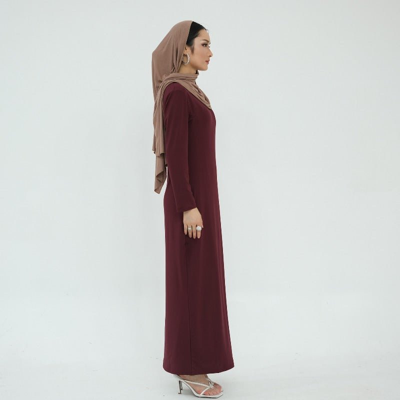 Robe de base essentielle en soie de lait ultra longue, douce et superposable | Robe maxi à enfiler, col rond (MA319)