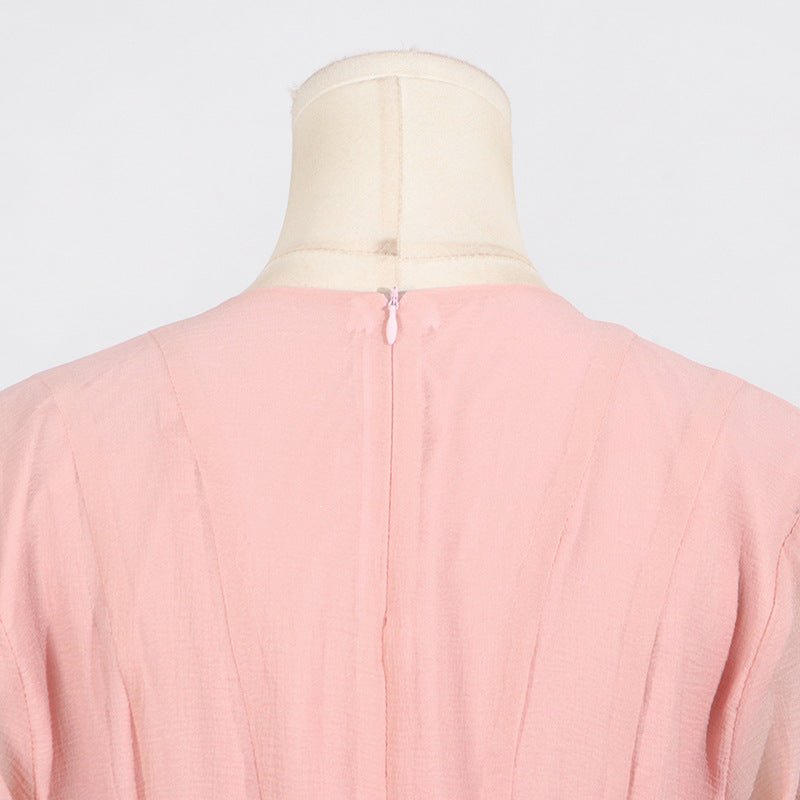 Robe à ourlet volanté avec manches transparentes (MS304)