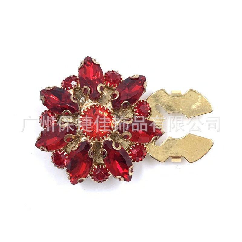 Cache-boutons strass | Pinces décoratives fleurs cristal (MAC359)