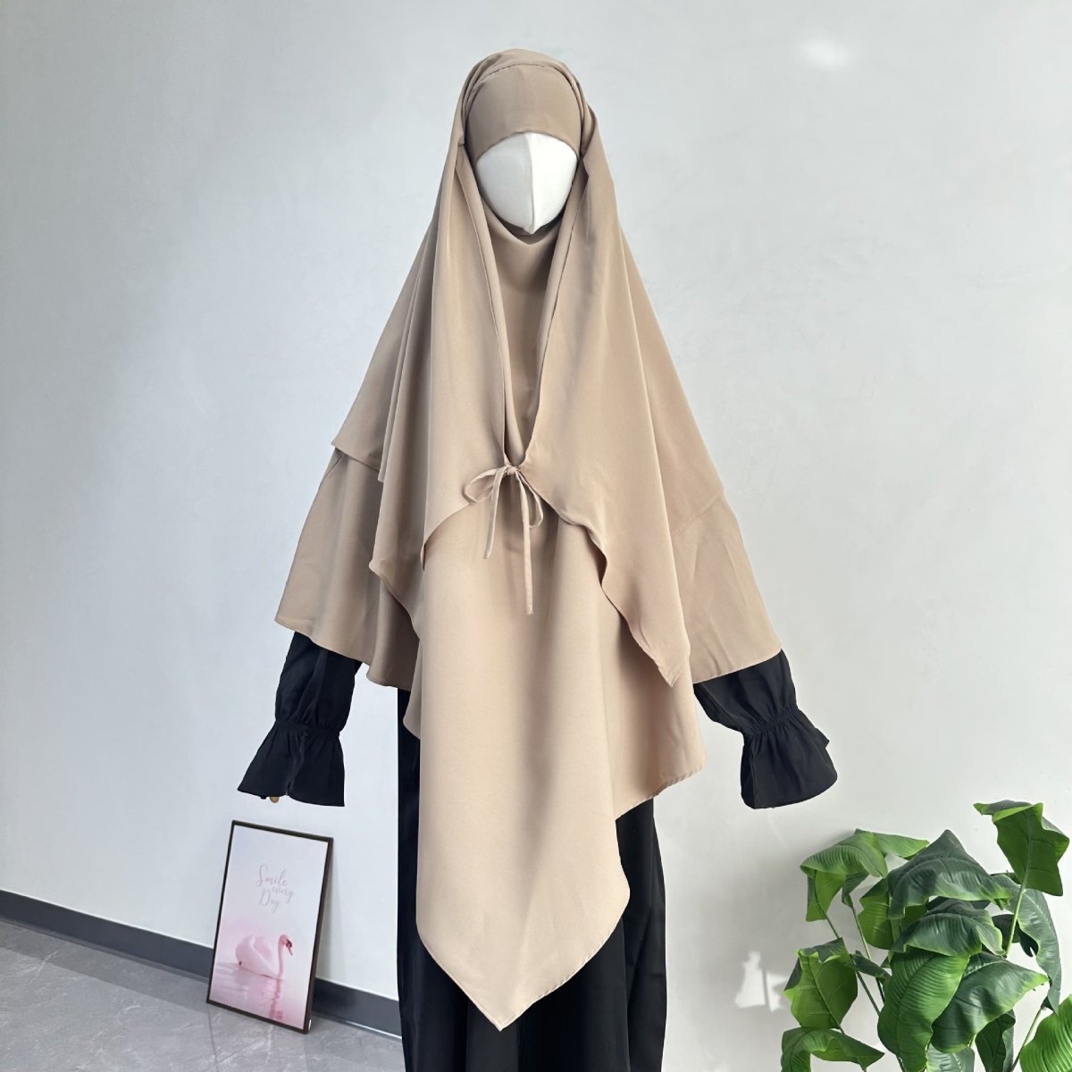 Khimar à double couche avec nœud devant (MK033)