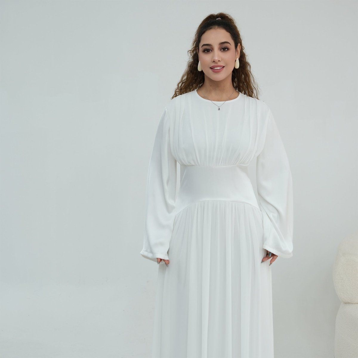 Robe Maxi Manches Évasées en Mousseline(MS498)