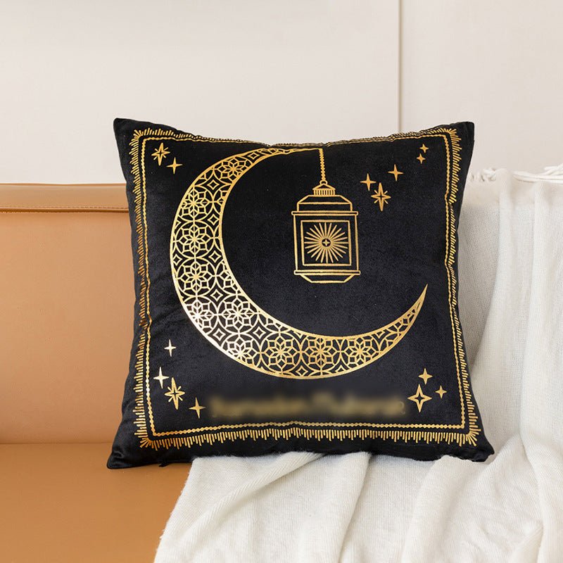 Housse de coussin en peluche courte avec impression à chaud "Eid Moon" (MR076)