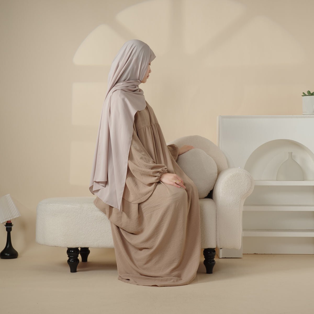 Abaya Réversible en Tissu Crêpe (MA035)