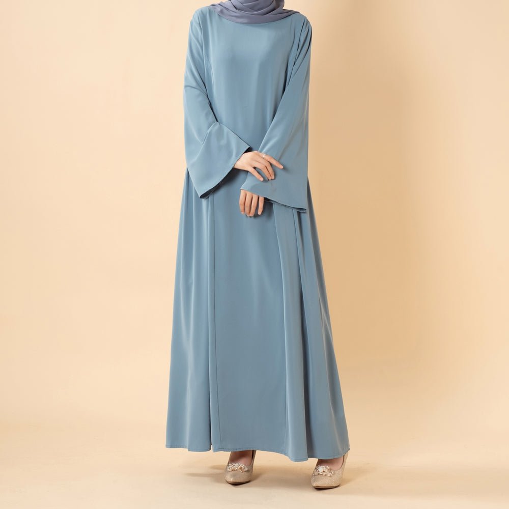 Robe Nida Évasée Maxi avec Jupe Patineuse Plissée & Manches Cloche Larges (MS435)