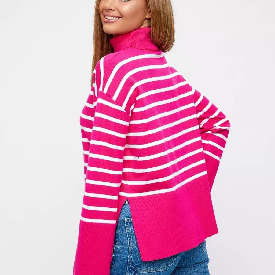 Pull Col Roulé Rayé | Pull Oversize Colorblock (MS252)