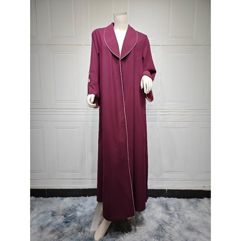 Robe longue automne et hiver à ouverture avant | Abaya cardigan plissée unie (MOA218)