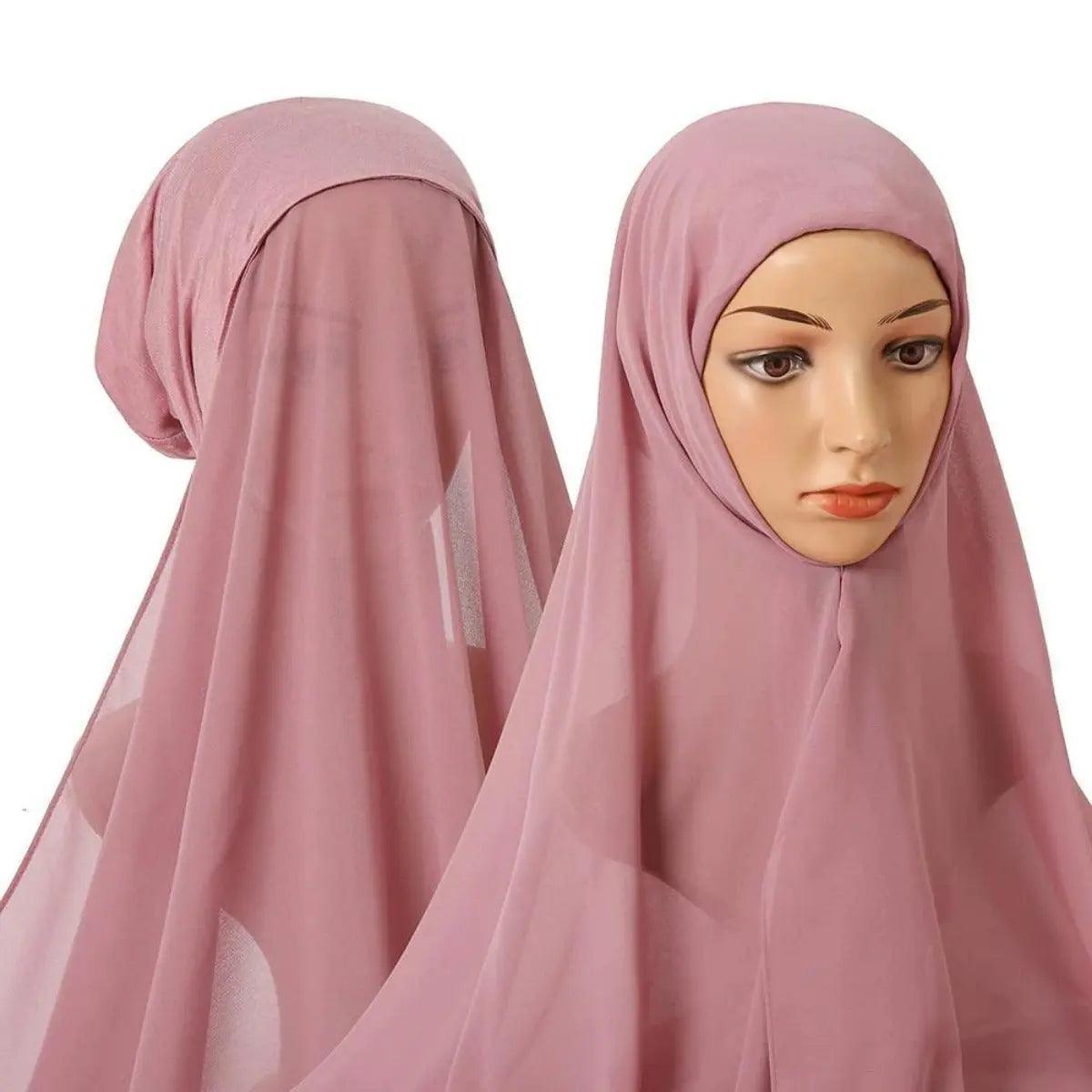 Hijab Instant en Mousseline avec Bonnet Intégré (MH004)