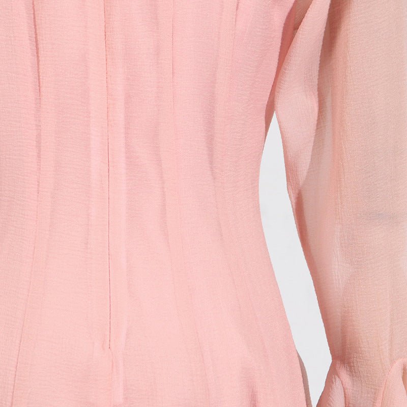 Robe à ourlet volanté avec manches transparentes (MS304)