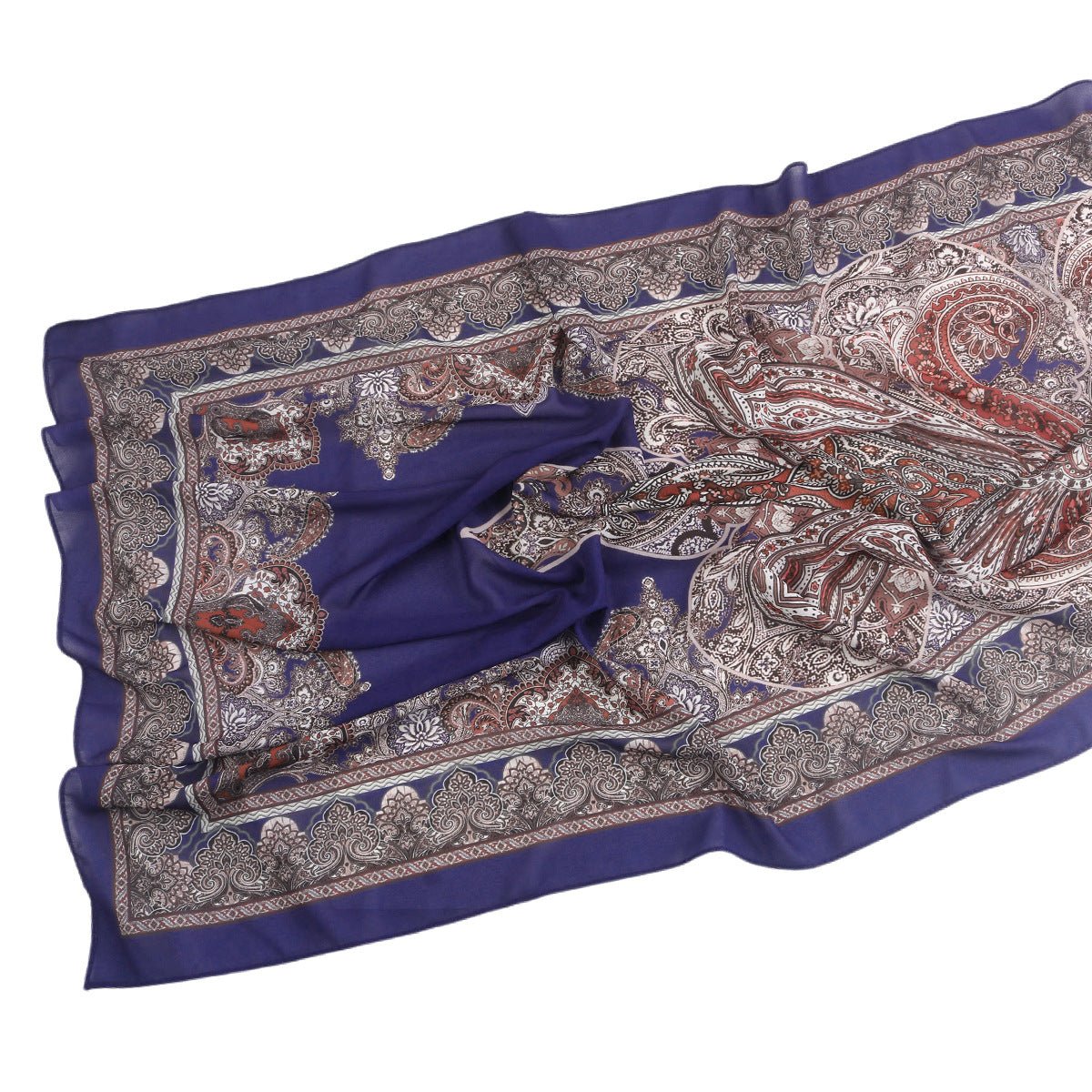 Écharpe Hijab en Mousseline Imprimée Élégante, Style Bohème, Respirante, Protection Solaire (MH136)