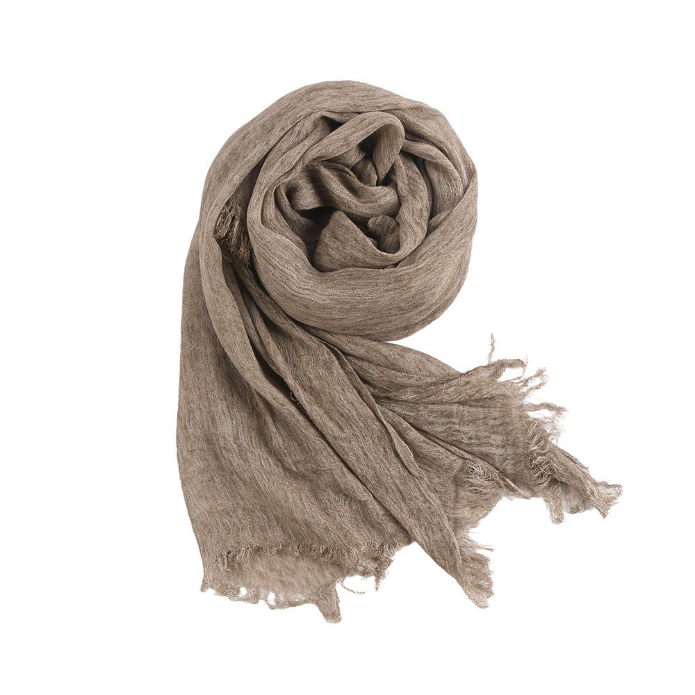 Hijab en Rayonne Texturée Froissée Coloris Unis Hijab Enveloppant Respirant pour Femme (MH145)