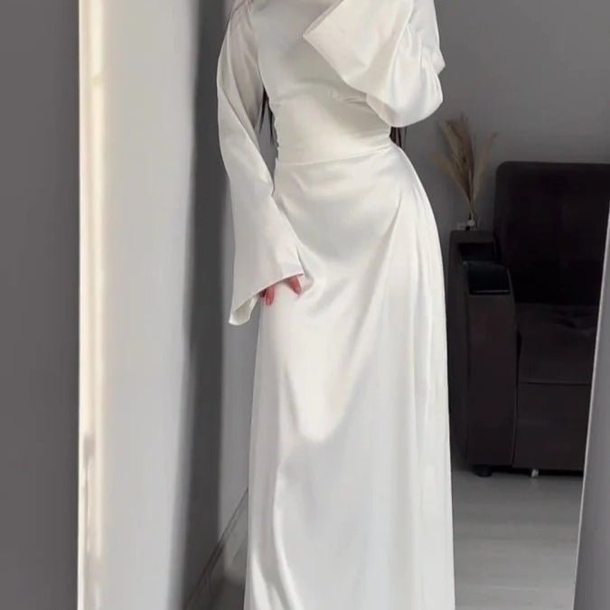 Abaya cintrée à la taille, abaya unie à bretelles (MA106)