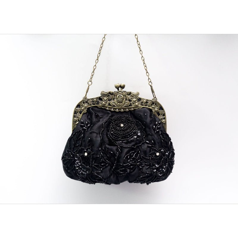 Pochette de soirée brodée de roses avec sequins et perles (MAC291)