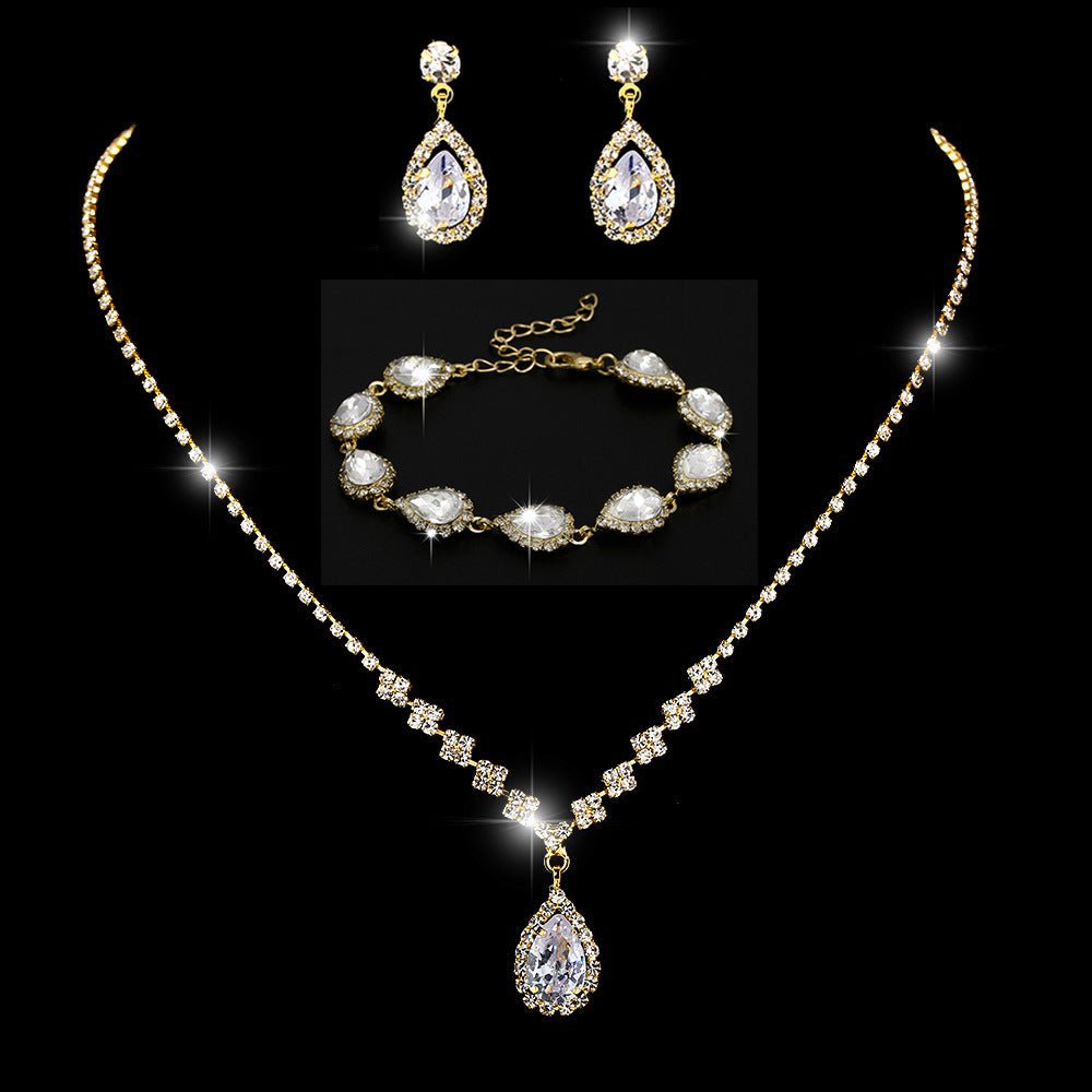 Collier et boucles d'oreilles pendantes MAC181 en zircons diamantés étincelants