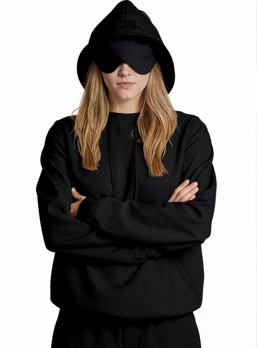Sweat à capuche Travel Mode avec masque de sommeil intégré | Pull oversize avec masque de sommeil intégré (MS209)