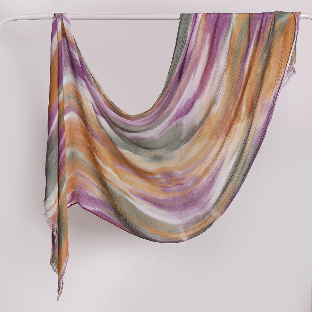 Hijab Châle Plissé Rayé Imprimé Polyvalent (MH180)