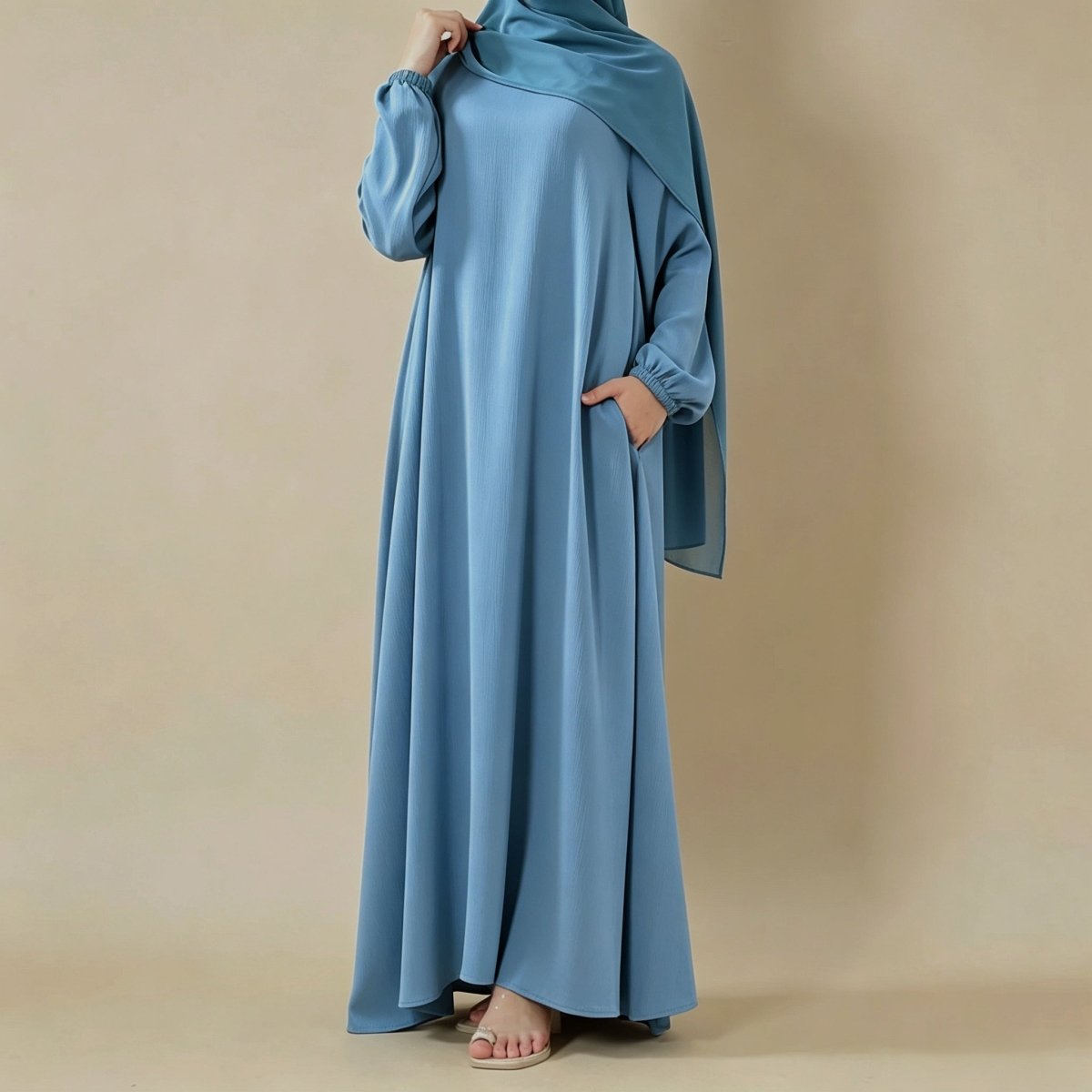 Abaya Nida Premium Luxe Modeste | Abaya Zoom à Coupe Parapluie pour l'Été (MA233)