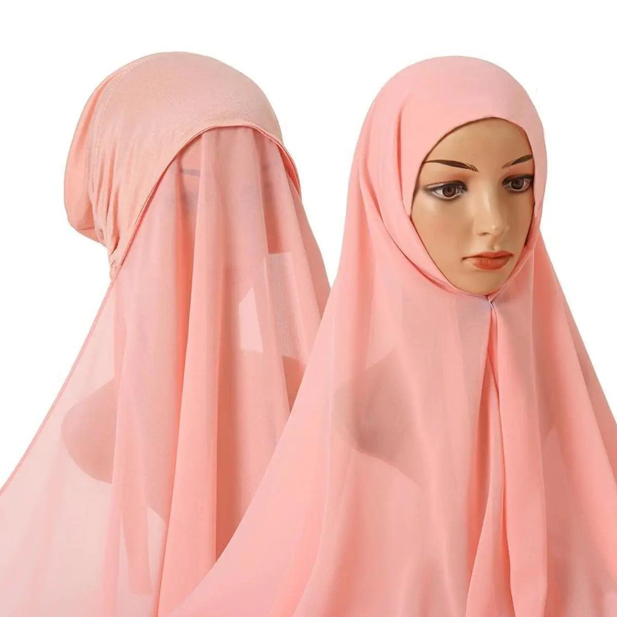 Hijab Instant en Mousseline avec Bonnet Intégré (MH004)