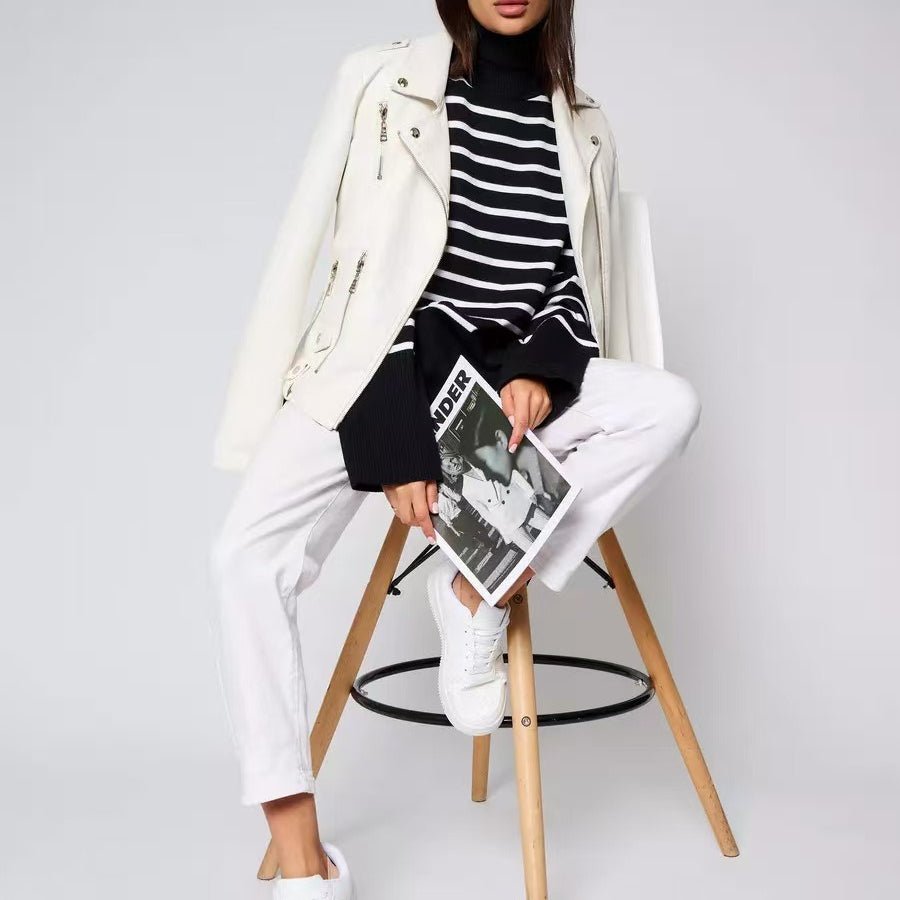 Pull Col Roulé Rayé | Pull Oversize Colorblock (MS252)