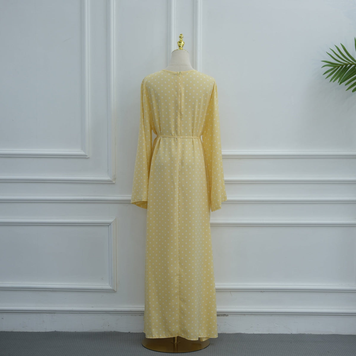 Abaya Maxi Dress Manches Évasées à Pois (MA464)