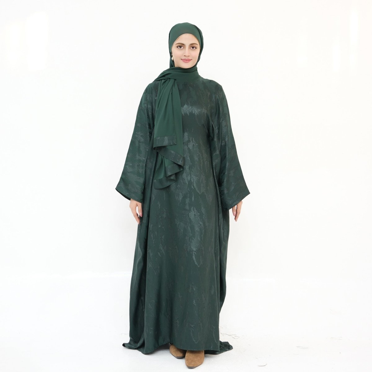 Abaya Maxi Manches Chauve-souris Jacquard (MA447)