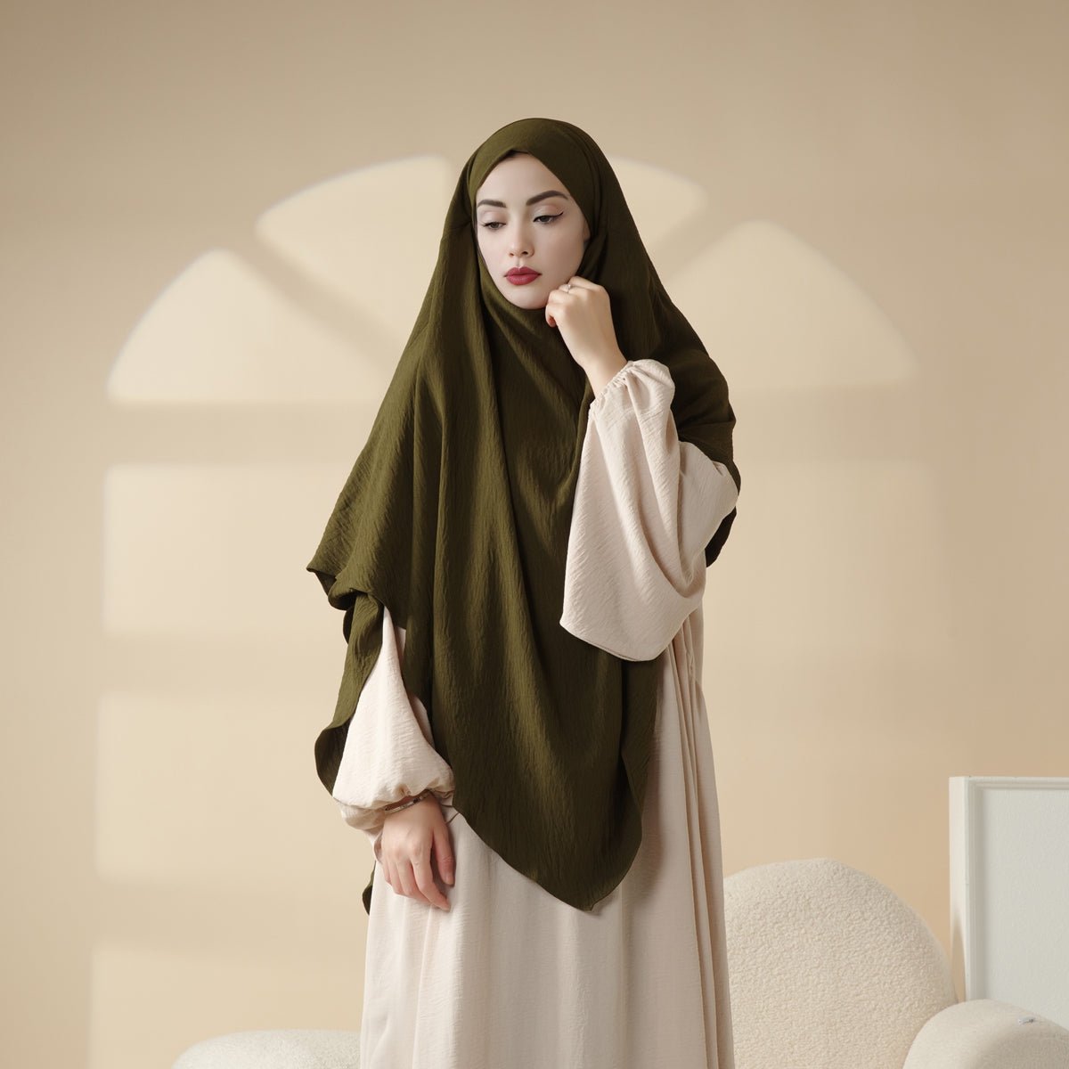 Nouveau Khimar Deux Couches en Crêpe (MK010)