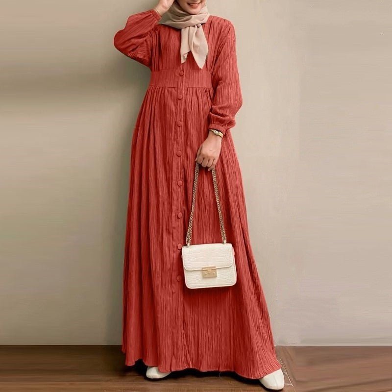 Robe Abaya Vintage à Boutons | Robe Modeste à Manches Longues (MA256)