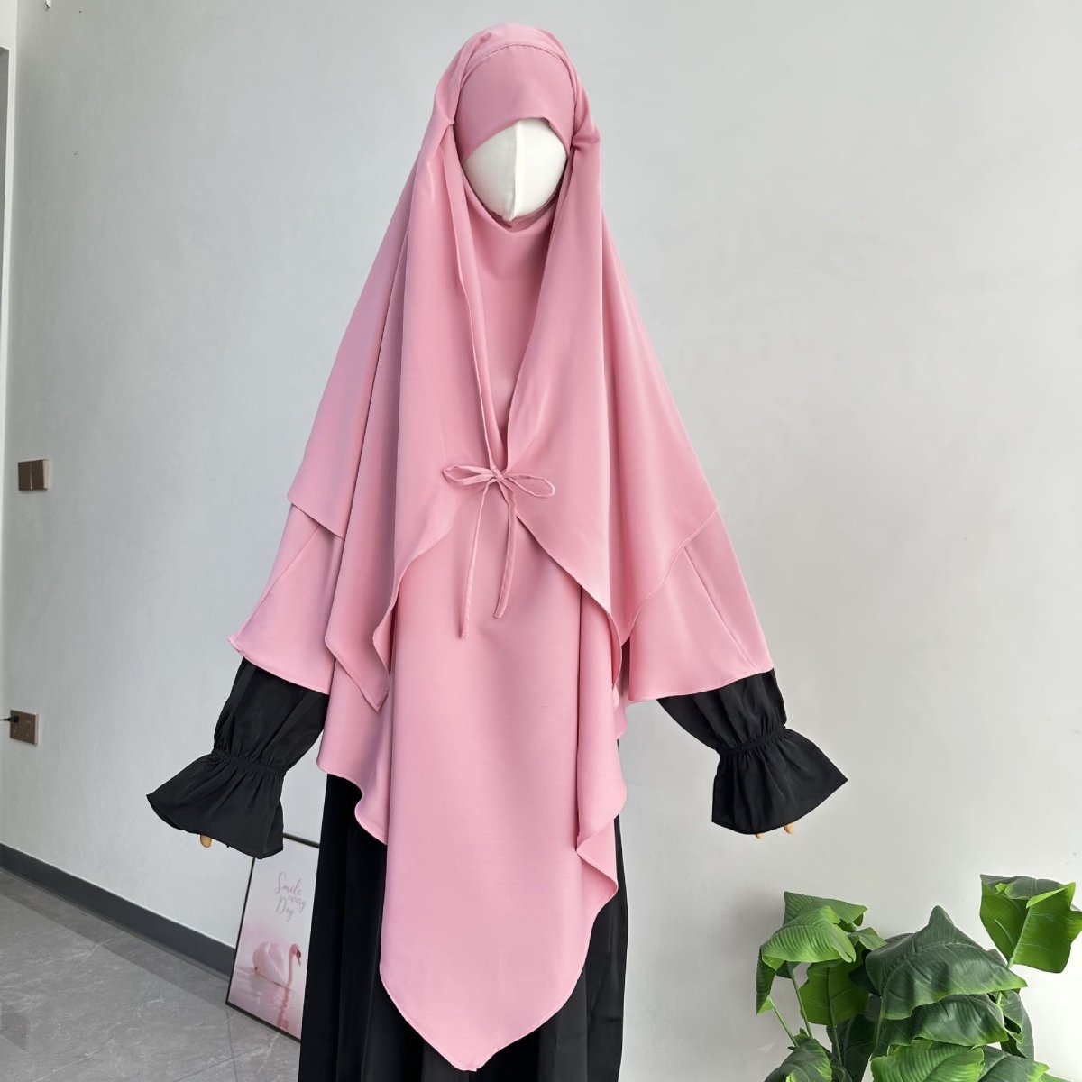 Khimar à double couche avec nœud devant (MK033)