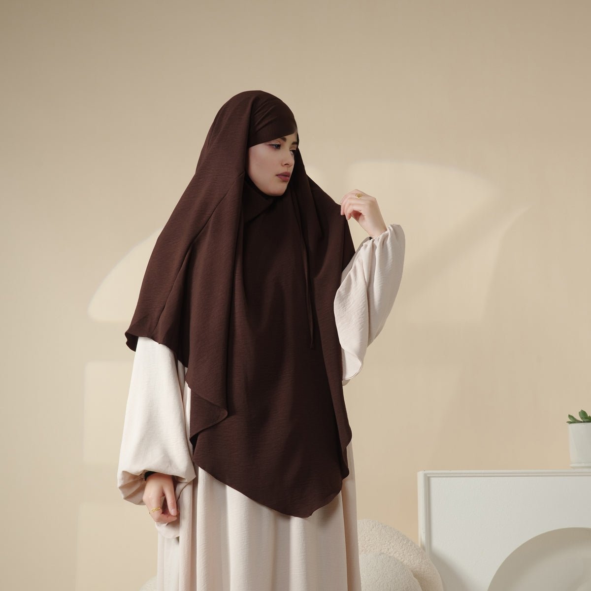 Nouveau Khimar Crêpe 1 Couche | Khimar en Matière Crêpe Souple (MK009)