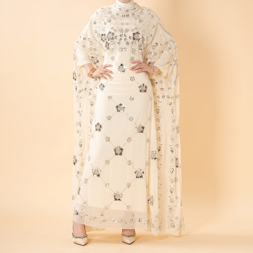 Abaya Batwing Brodée de Paillettes (MA454)